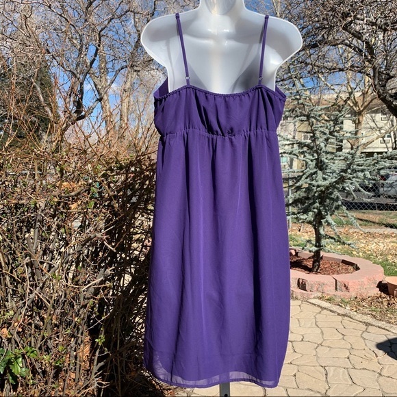Gap Women's Purple Flowy Ruffle Midi Dress | L - Picture 3 of 9